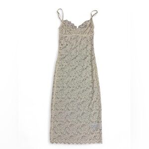 Edikted Lace Slip Dress Chemise - Light Yellow
